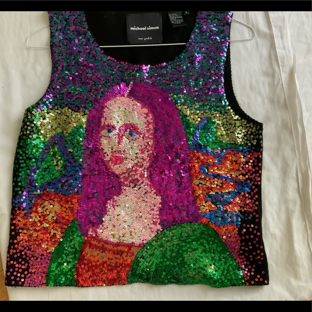 Michael Simon rareMona Lisa Sequin sleeveless top.